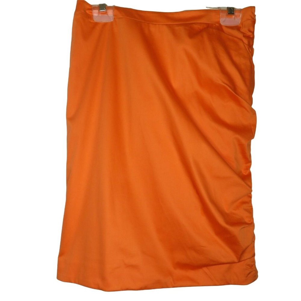 Eccoci Orange Ruched Pencil Skirt Size 2 Lined Carlisle Academia